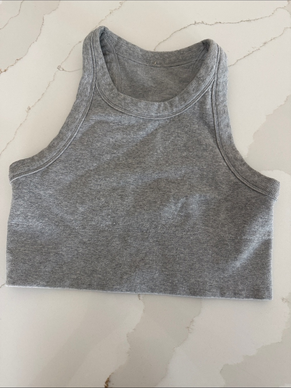 Alo Yoga seamless delight Gray Ribbed Crop Tank Top - Women